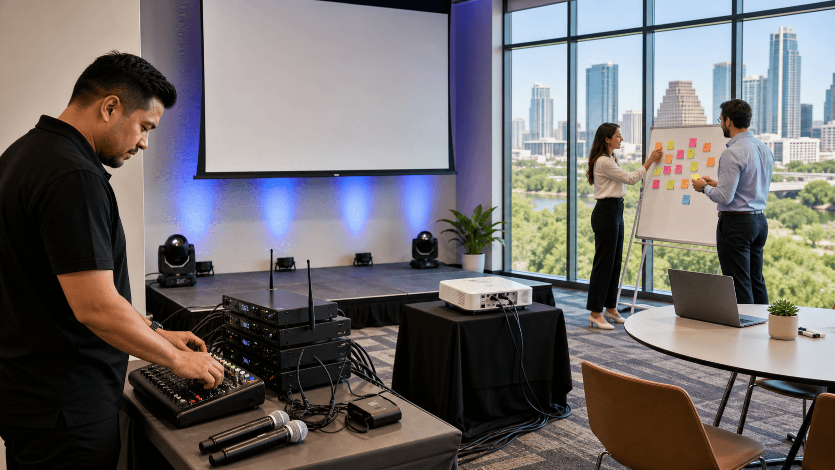 Austin Tech Offsite Entertainment Playbook: Day 1 Agenda, Run-of-Show, AV